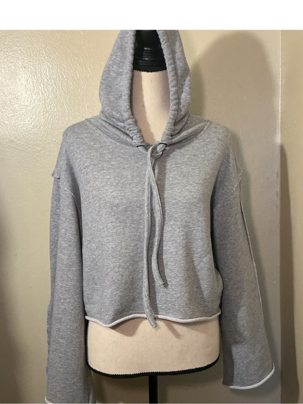 Honey Punch Gray Cropped Pullover Hoodie Size Small